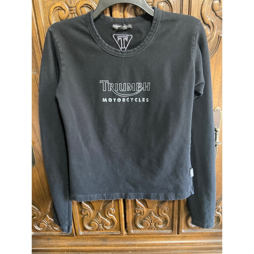 Triumph Motorcycle Women L Moto Chic Long Sleeve Tee -Edgy,Rebel, Free Spirit
